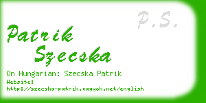 patrik szecska business card